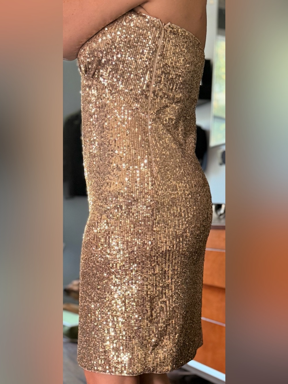 Justcavalli Sequin Strapless Party Dress in Rose Gold - Picture 3 of 10